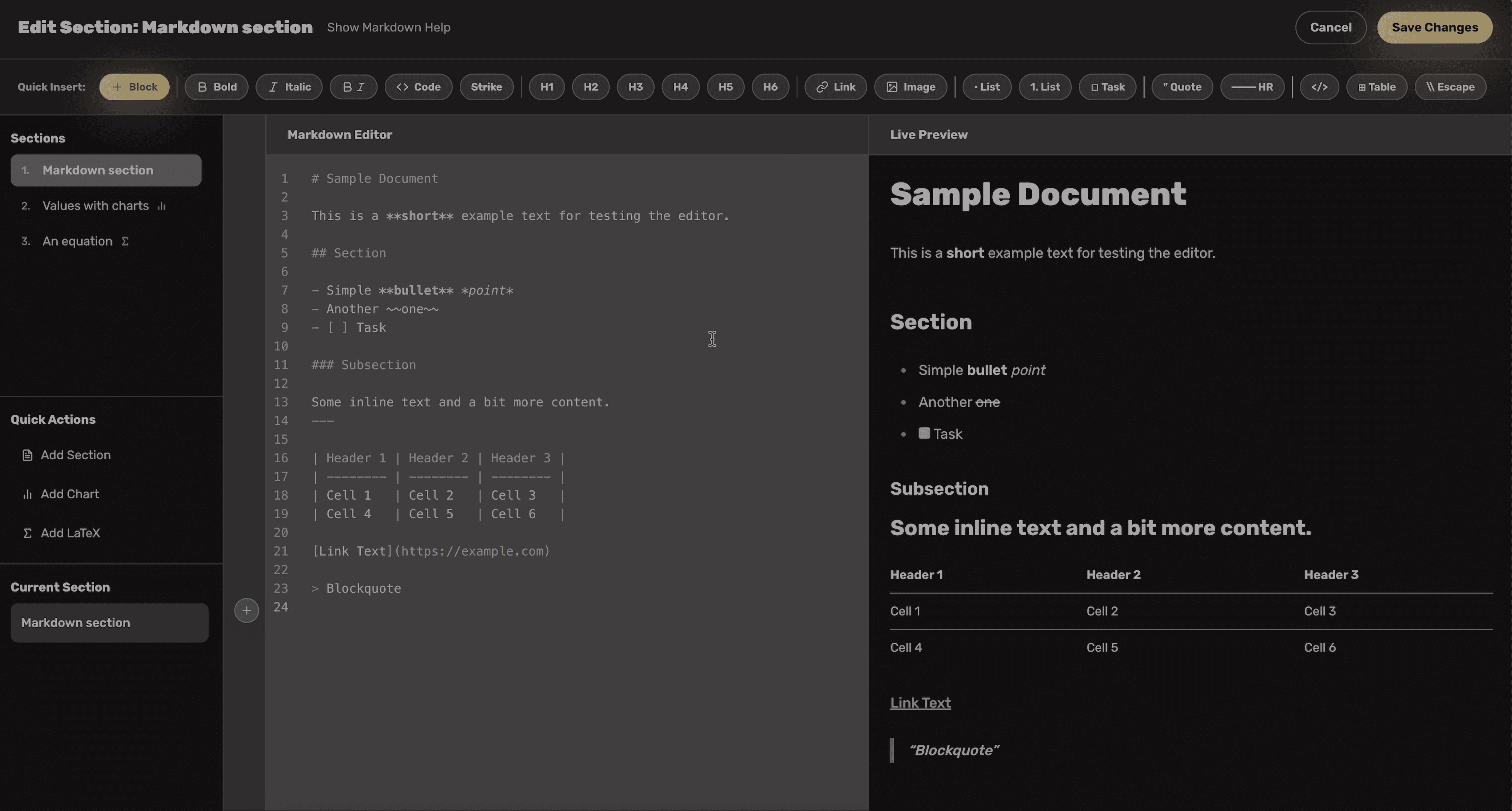 Markdown editor demo preview